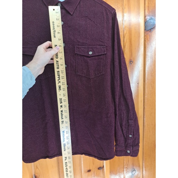 Goodfellow Shirt Mens Medium Maroon Red Textured Fabric Heavy Knit Button Up - Picture 9 of 13